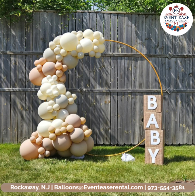 Baby shower basic neutral balloon setup — Event Ease Balloon Décor NJ